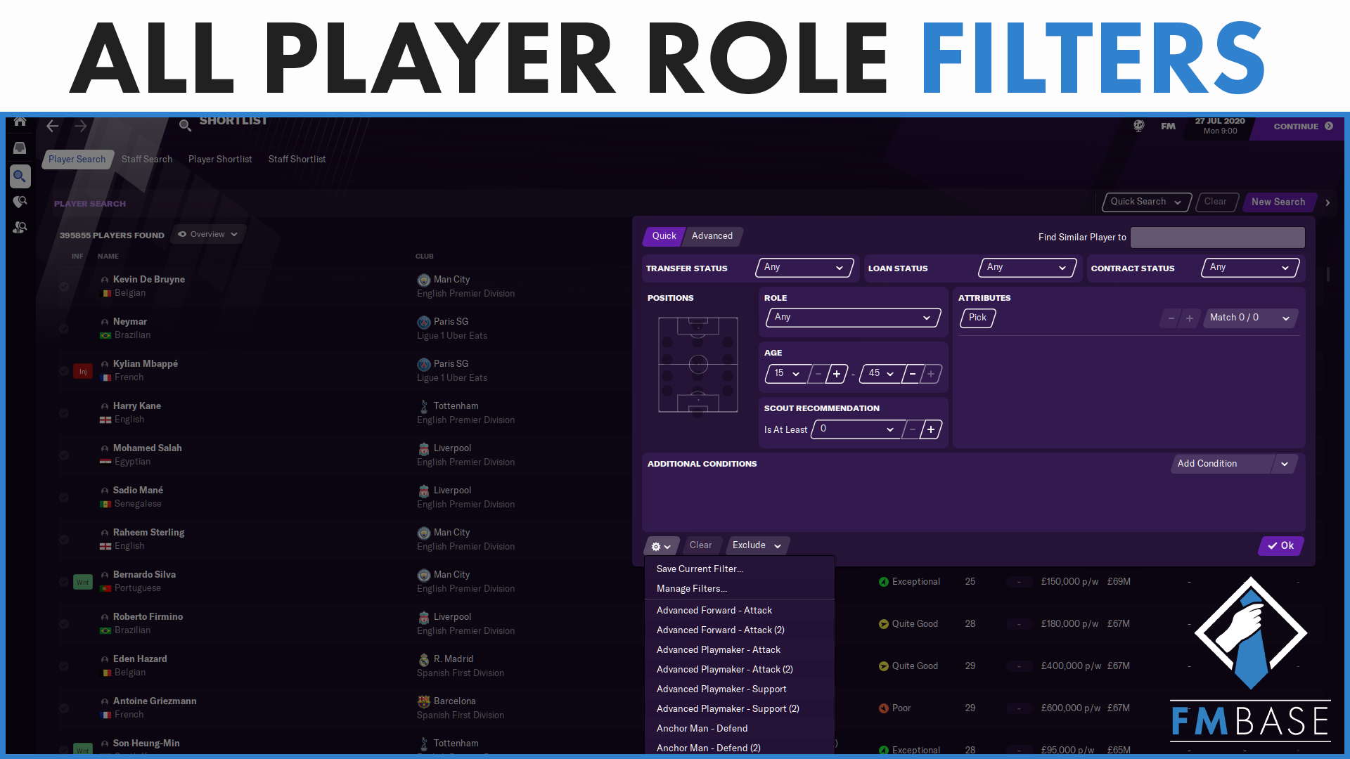 FM21 - Custom Filter - Player Roles
