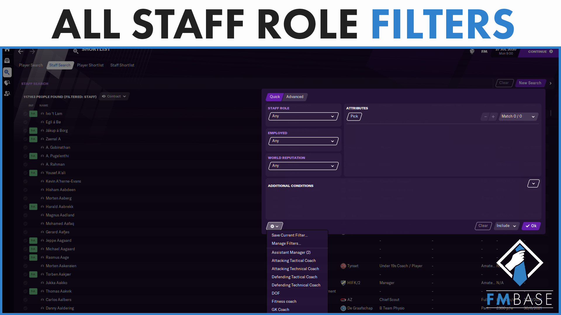 FM21 - Custom Filters - Staff Roles